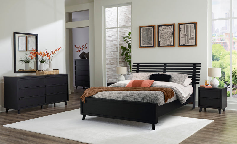 Danziar Black Slat Panel Bedroom Set - Gate FurnitureBedroom Set