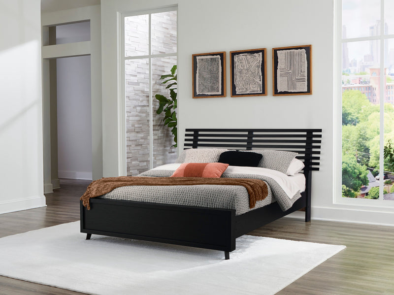 Danziar Black Slat Panel Bedroom Set - Gate FurnitureBedroom Set