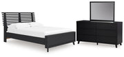 Danziar Full Slat Panel Platform Bed, Dresser and Mirror - B1013B24