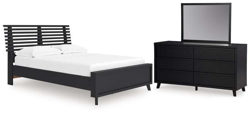Danziar Full Slat Panel Platform Bed, Dresser and Mirror - B1013B24