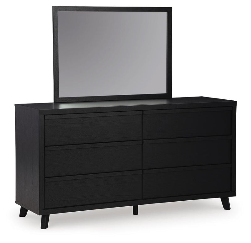 Danziar King Panel Bed, Dresser, Mirror and Chest in Black - PKG015917
