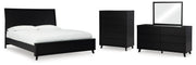 Danziar King Panel Bed, Dresser, Mirror and Chest in Black - PKG015917