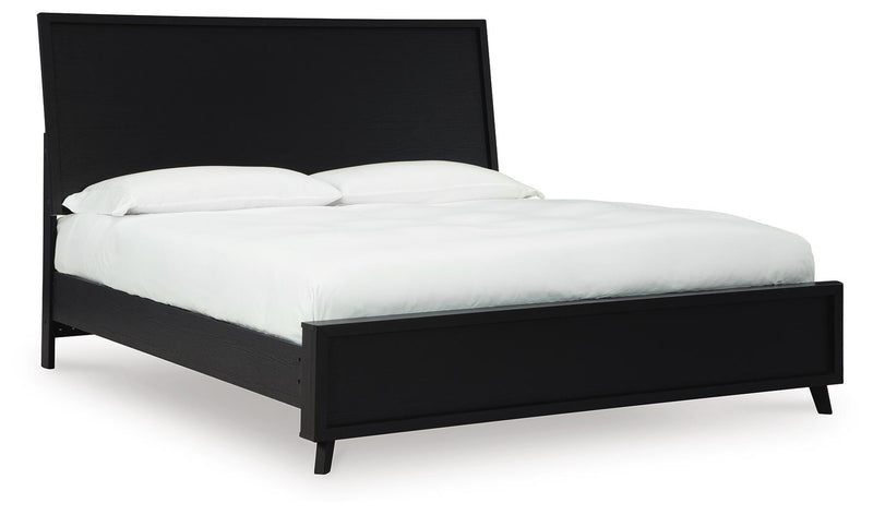Danziar King Panel Bed, Dresser, Mirror and Chest in Black - PKG015917