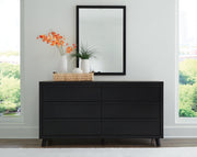 Danziar King Panel Bed with Mirrored Dresser in Black - PKG015913