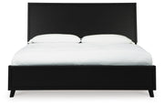 Danziar King Panel Bed with Mirrored Dresser in Black - PKG015913