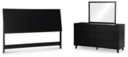 Danziar King Panel Headboard, Dresser and Mirror in Black - PKG016021
