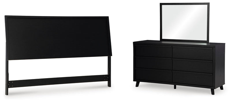 Danziar King Panel Headboard, Dresser and Mirror in Black - PKG016021