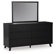 Danziar King Panel Headboard, Dresser, Mirror, Chest and Nightstand in Black - PKG016026