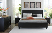 Danziar Queen Panel Bed, Dresser, Mirror and 2 Nightstands in Black - PKG015890
