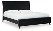 Danziar Queen Panel Bed with Mirrored Dresser in Black - PKG015889