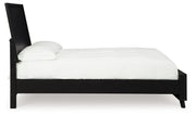 Danziar Queen Panel Bed with Mirrored Dresser in Black - PKG015889