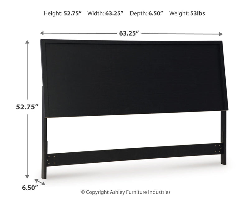 Danziar Queen Panel Headboard with Mirrored Dresser and Nightstand in Black from Ashley - Luna Furniture