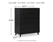 Danziar Queen Panel Headboard with Mirrored Dresser, Chest and 2 Nightstands in Black from Ashley - Luna Furniture