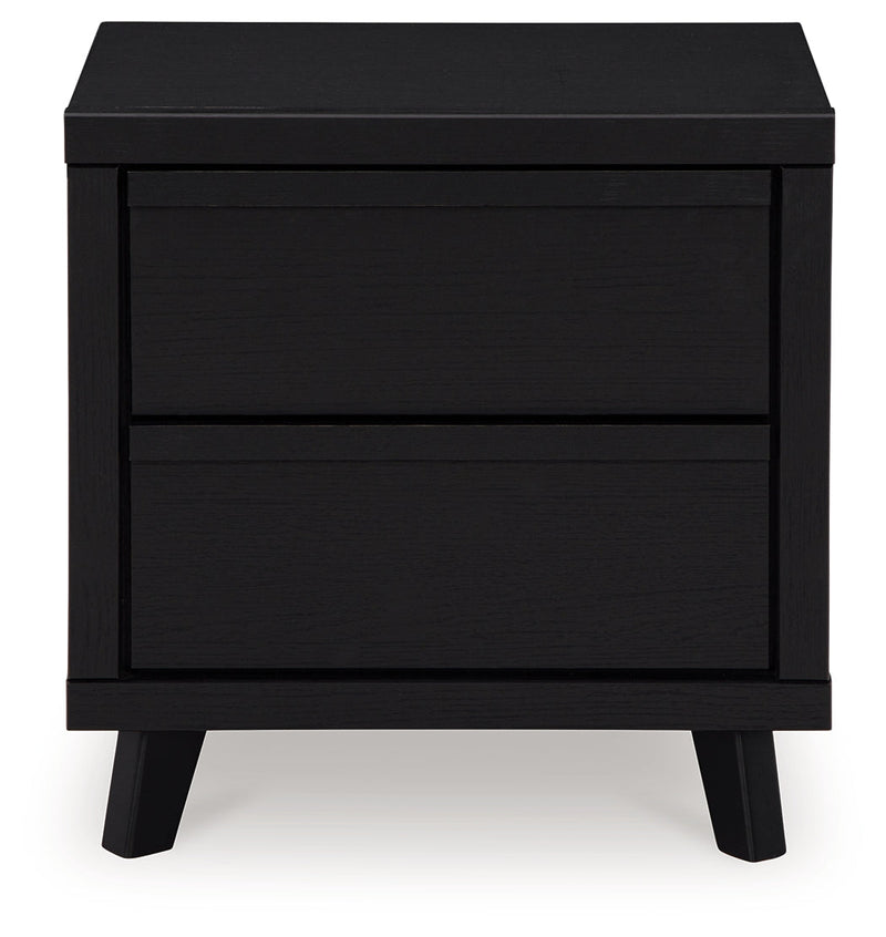 Danziar Queen Panel Headboard with Mirrored Dresser, Chest and Nightstand in Black from Ashley - Luna Furniture