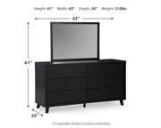 Danziar Queen Panel Headboard with Mirrored Dresser in Black from Ashley - Luna Furniture