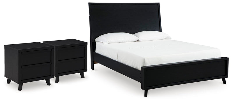 Danziar Queen Panel Platform Bed and 2 Nightstands - B1013B33