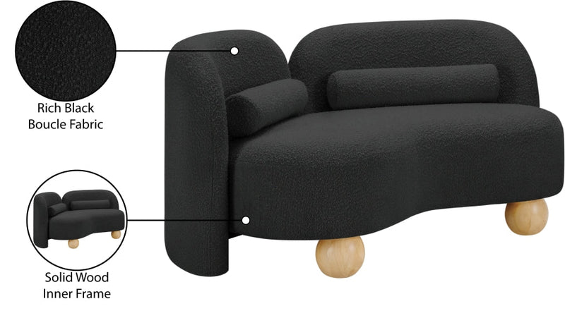 Daphne 64" Boucle Fabric Upholstered Loveseat in Black - 44003Black-L