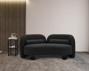 Daphne 64" Boucle Fabric Upholstered Loveseat in Black - 44003Black-L