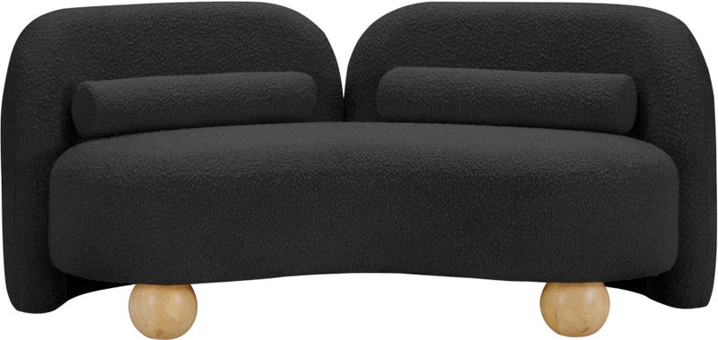 Daphne 64" Boucle Fabric Upholstered Loveseat in Black - 44003Black-L