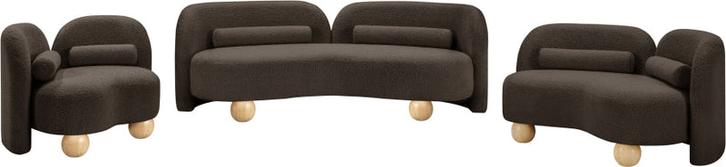 Daphne 64" Boucle Fabric Upholstered Loveseat in Brown - 44003Brown-L