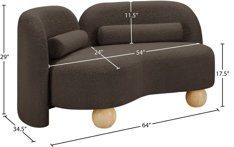 Daphne 64" Boucle Fabric Upholstered Loveseat in Brown - 44003Brown-L