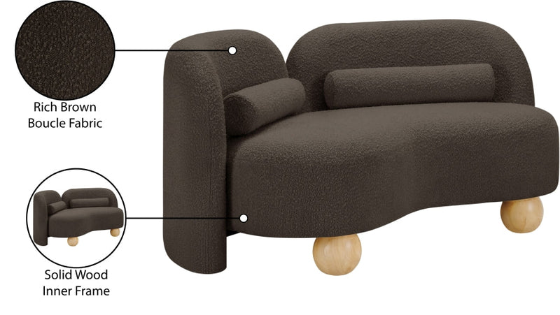 Daphne 64" Boucle Fabric Upholstered Loveseat in Brown - 44003Brown-L