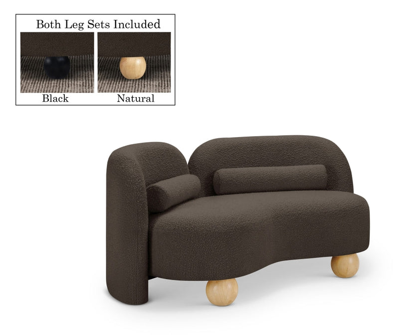 Daphne 64" Boucle Fabric Upholstered Loveseat in Brown - 44003Brown-L