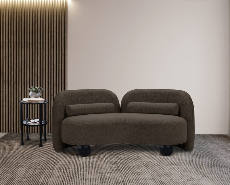 Daphne 64" Boucle Fabric Upholstered Loveseat in Brown - 44003Brown-L