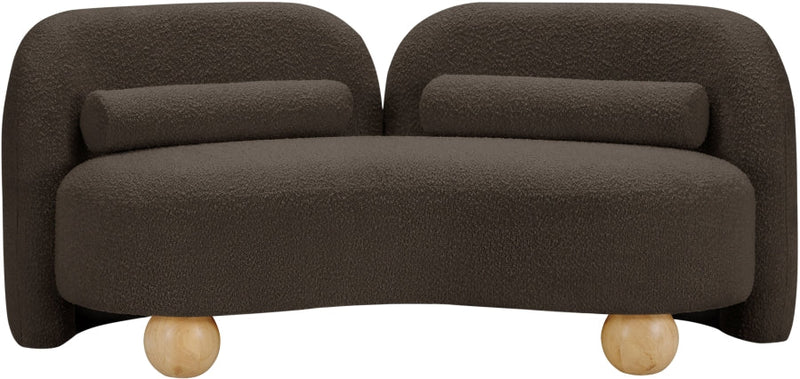 Daphne 64" Boucle Fabric Upholstered Loveseat in Brown - 44003Brown-L