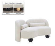 Daphne 64" Boucle Fabric Upholstered Loveseat in Cream - 44003Cream-L