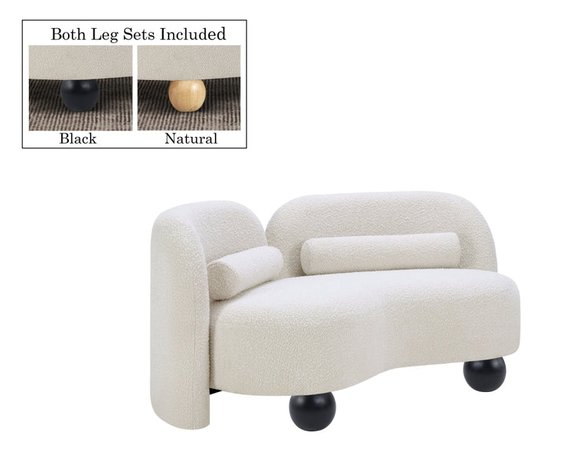 Daphne 64" Boucle Fabric Upholstered Loveseat in Cream - 44003Cream-L