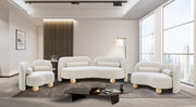 Daphne 64" Boucle Fabric Upholstered Loveseat in Cream - 44003Cream-L