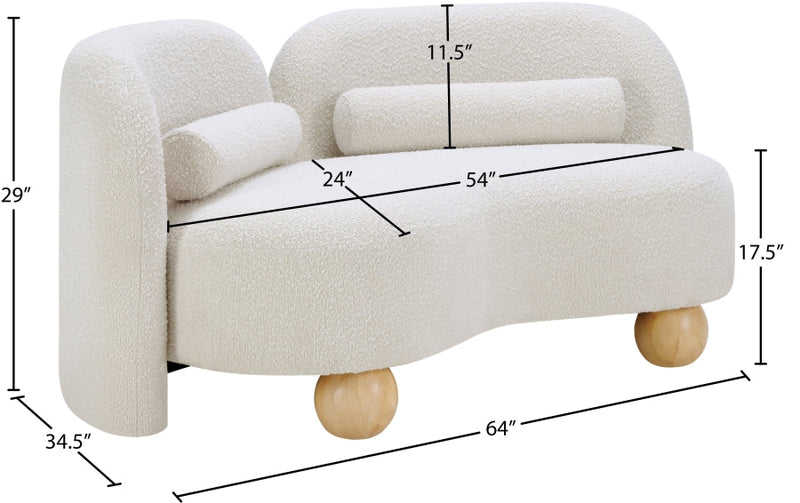 Daphne 64" Boucle Fabric Upholstered Loveseat in Cream - 44003Cream-L