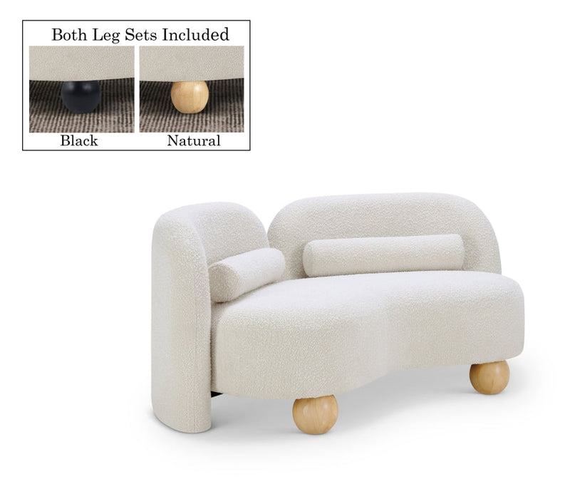 Daphne 64" Boucle Fabric Upholstered Loveseat in Cream - 44003Cream-L