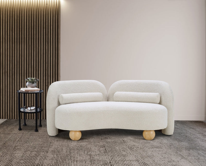 Daphne 64" Boucle Fabric Upholstered Loveseat in Cream - 44003Cream-L