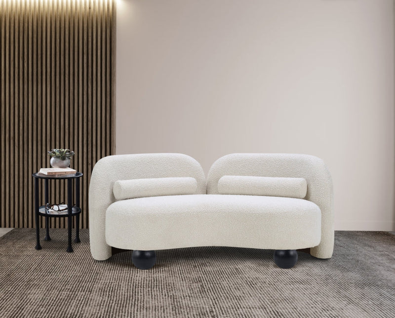 Daphne 64" Boucle Fabric Upholstered Loveseat in Cream - 44003Cream-L