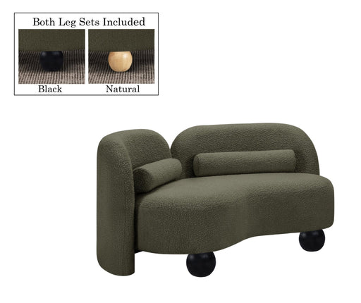 Daphne 64" Boucle Fabric Upholstered Loveseat in Olive - 44003Olive-L