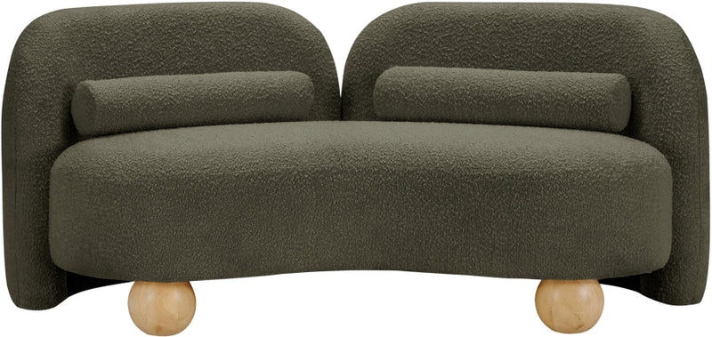 Daphne 64" Boucle Fabric Upholstered Loveseat in Olive - 44003Olive-L
