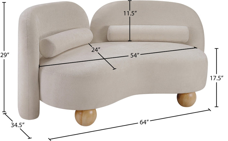 Daphne 64" Chenille Fabric Upholstered Loveseat in Beige - 44001Beige-L