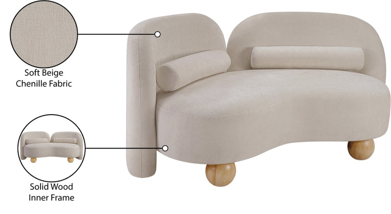 Daphne 64" Chenille Fabric Upholstered Loveseat in Beige - 44001Beige-L