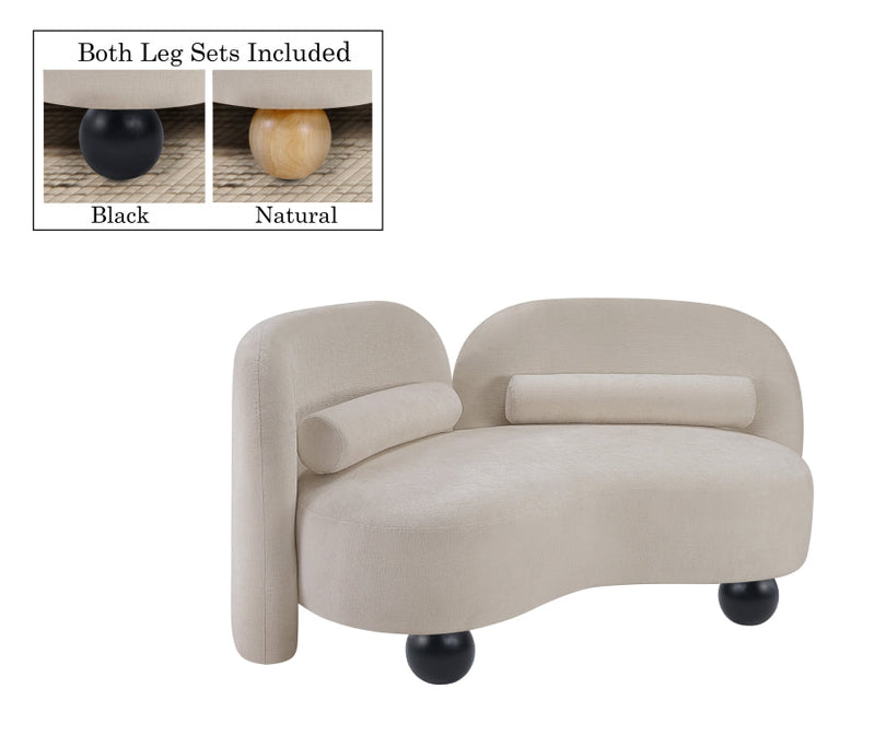 Daphne 64" Chenille Fabric Upholstered Loveseat in Beige - 44001Beige-L