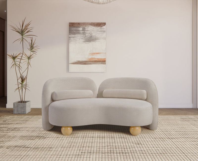 Daphne 64" Chenille Fabric Upholstered Loveseat in Beige - 44001Beige-L