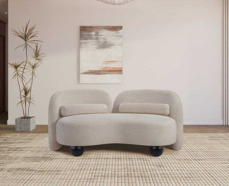 Daphne 64" Chenille Fabric Upholstered Loveseat in Beige - 44001Beige-L
