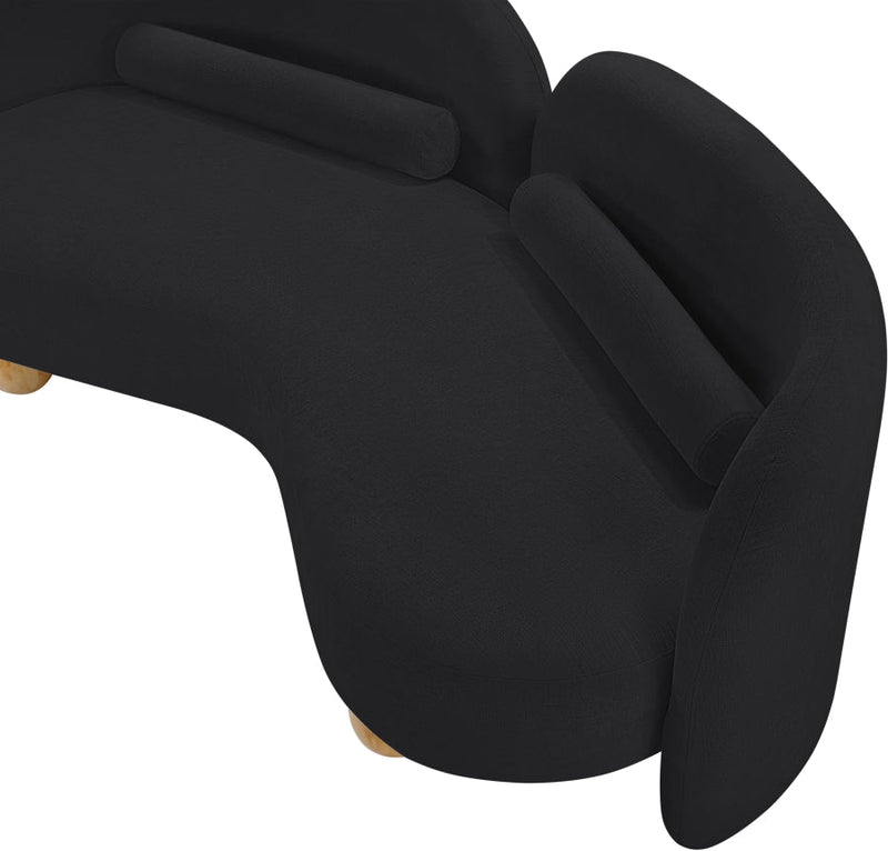 Daphne 64" Chenille Fabric Upholstered Loveseat in Black - 44001Black-L