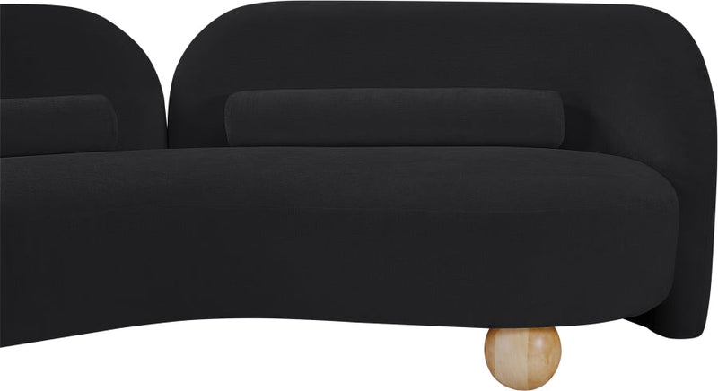 Daphne 64" Chenille Fabric Upholstered Loveseat in Black - 44001Black-L
