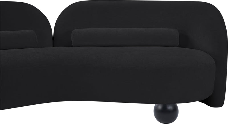 Daphne 64" Chenille Fabric Upholstered Loveseat in Black - 44001Black-L