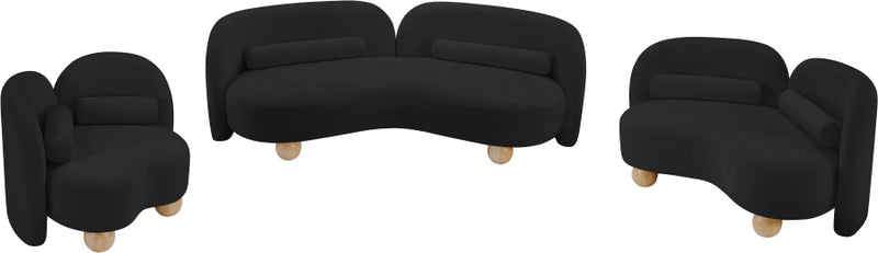 Daphne 64" Chenille Fabric Upholstered Loveseat in Black - 44001Black-L