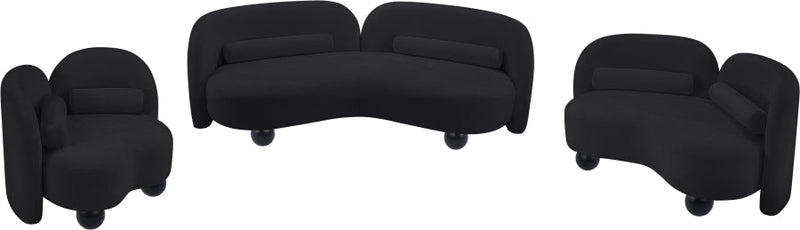 Daphne 64" Chenille Fabric Upholstered Loveseat in Black - 44001Black-L