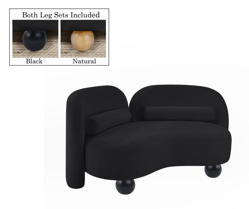 Daphne 64" Chenille Fabric Upholstered Loveseat in Black - 44001Black-L