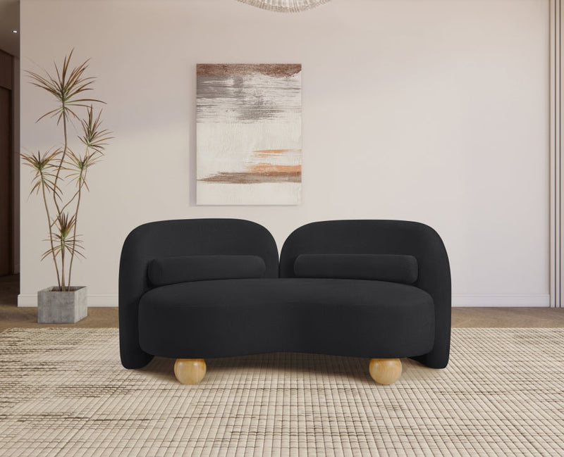 Daphne 64" Chenille Fabric Upholstered Loveseat in Black - 44001Black-L